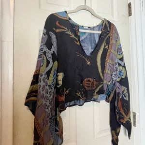 Joy Han top boho hippie style S/M womens euc